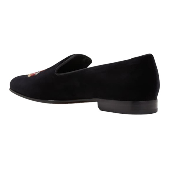 LANVIN Shoes Men's Size 12 Flaming Heart Leather & Velvet Smoking Loafers - Picture 7 of 9